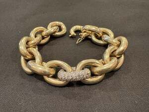 Eddie Borgo Bracelet Chain Link Pave Rhinestone Gold tone Safety latch